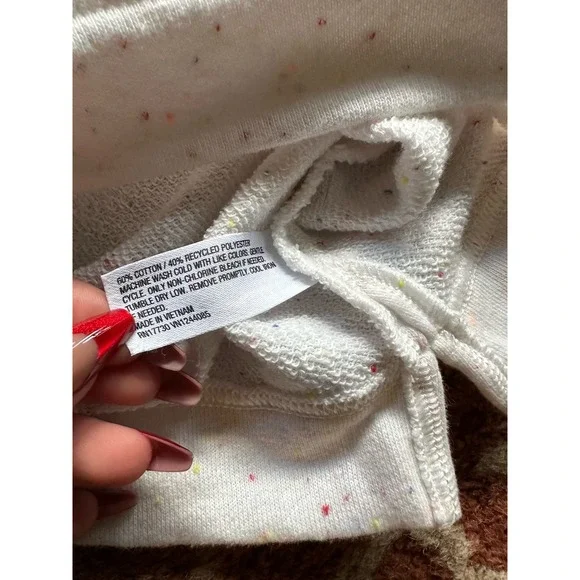 Colsie Cozy Colorful Speckled Lightweight Cropped Pullover Sweater White L Large - Picture 9 of 9
